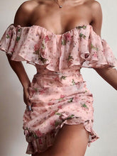 Load image into Gallery viewer, Fashion Sexy Ruffled Chiffon Print Mini Dress