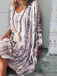 Tie-dye Round Neck Loose Casual Long-sleeved Dress