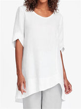 Load image into Gallery viewer, Simple Cotton And Linen Women'S Short Sleeve Top