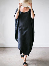 Load image into Gallery viewer, Women Plain Bat Sleeve Loose Cotton and Linen Maxi Dress