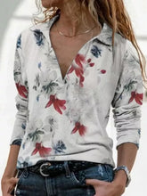 Load image into Gallery viewer, Fashion Lapel Flower V-neck Long Sleeve Casual T-shirt Top