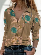 Load image into Gallery viewer, Fashion Lapel Flower V-neck Long Sleeve Casual T-shirt Top