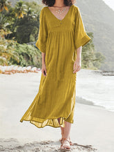 Load image into Gallery viewer, Women Plain Loose Cotton and Linen Maxi Dress