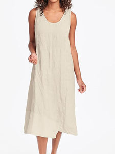 Minimalist Cotton And Linen Sleeveless Women'S Dress