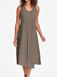 Minimalist Cotton And Linen Sleeveless Women'S Dress