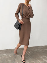 Load image into Gallery viewer, Fashion Slim Long Sleeve Round Neck High Waist Midi Dress