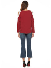 Load image into Gallery viewer, Women'S Fashion Round Neck Lace Stitching Long Sleeve T-Shirt