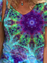 Load image into Gallery viewer, Round Neck Abstract Retro Print Short Sleeve Loose T-shirt Top