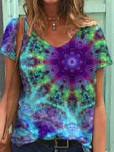 Load image into Gallery viewer, Round Neck Abstract Retro Print Short Sleeve Loose T-shirt Top