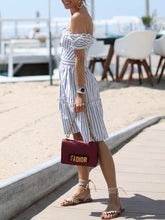 Load image into Gallery viewer, Casual Striped One-Shoulder Short-Sleeved Midi Dress