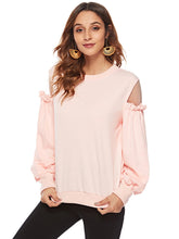 Load image into Gallery viewer, Women'S Round Neck Gauze Stitching Long Sleeve Loose T-Shirt