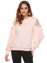Load image into Gallery viewer, Women'S Round Neck Gauze Stitching Long Sleeve Loose T-Shirt