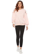 Load image into Gallery viewer, Women'S Round Neck Gauze Stitching Long Sleeve Loose T-Shirt