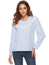 Load image into Gallery viewer, Women'S Round Neck Lace Stitching Long Sleeve T-Shirt