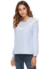 Load image into Gallery viewer, Women'S Round Neck Lace Stitching Long Sleeve T-Shirt