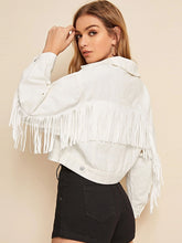 Load image into Gallery viewer, Women&#39;S Fashion Casual Lapel Fringed Denim Jacket