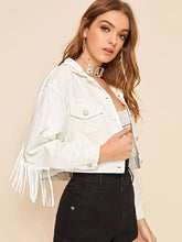 Load image into Gallery viewer, Women&#39;S Fashion Casual Lapel Fringed Denim Jacket