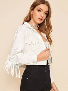 Women'S Fashion Casual Lapel Fringed Denim Jacket