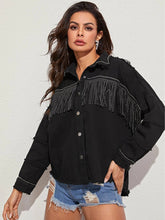 Load image into Gallery viewer, Women&#39;S Fringed Fringe Beaded Loose Denim Jacket