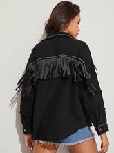 Load image into Gallery viewer, Women&#39;S Fringed Fringe Beaded Loose Denim Jacket