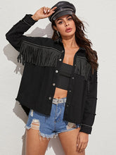 Load image into Gallery viewer, Women&#39;S Fringed Fringe Beaded Loose Denim Jacket