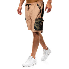 Load image into Gallery viewer, Men&#39;S Fashion Camouflage Stitching Tether Belt Cargo Shorts