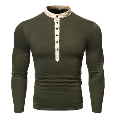 Men'S Fake Two-Piece V-Neck Casual Long-Sleeved T-Shirt