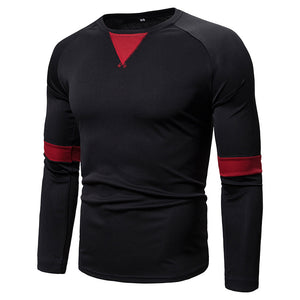 Stitching Round Neck Men'S Bottoming Long-Sleeved T-Shirt