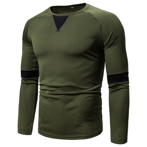 Stitching Round Neck Men'S Bottoming Long-Sleeved T-Shirt