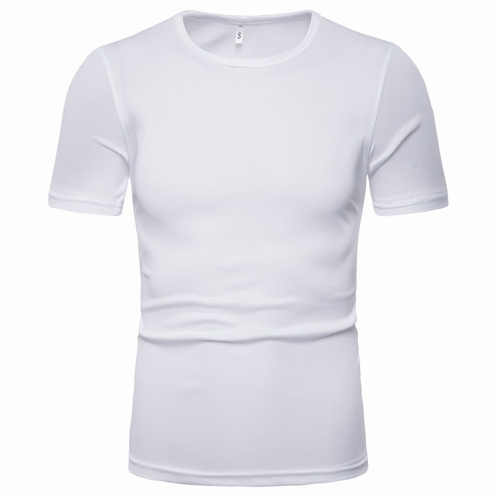 Men'S Solid Color Round Neck Casual T-Shirt