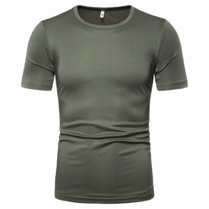 Men'S Solid Color Round Neck Casual T-Shirt