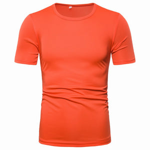 Men'S Solid Color Round Neck Casual T-Shirt