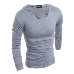 Men'S Slim Fit Hooded Long Sleeve T-Shirt