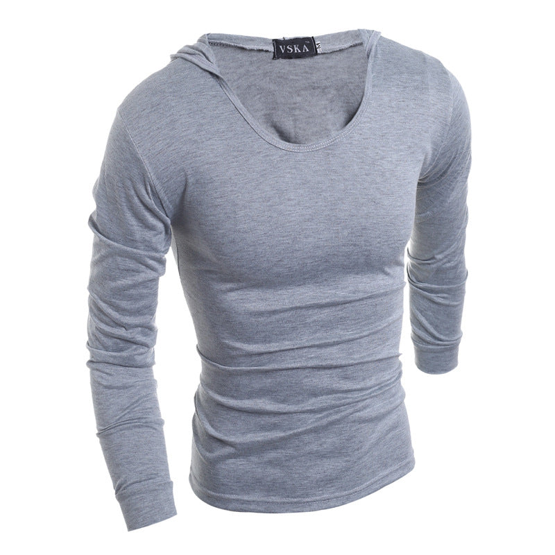 Men'S Slim Fit Hooded Long Sleeve T-Shirt