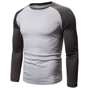 Men'S Casual Long Sleeve Stitching Round Neck T-Shirt