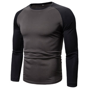 Men'S Casual Long Sleeve Stitching Round Neck T-Shirt