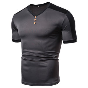 Men'S Fashion V-Neck Stitching Short Sleeve T-Shirt