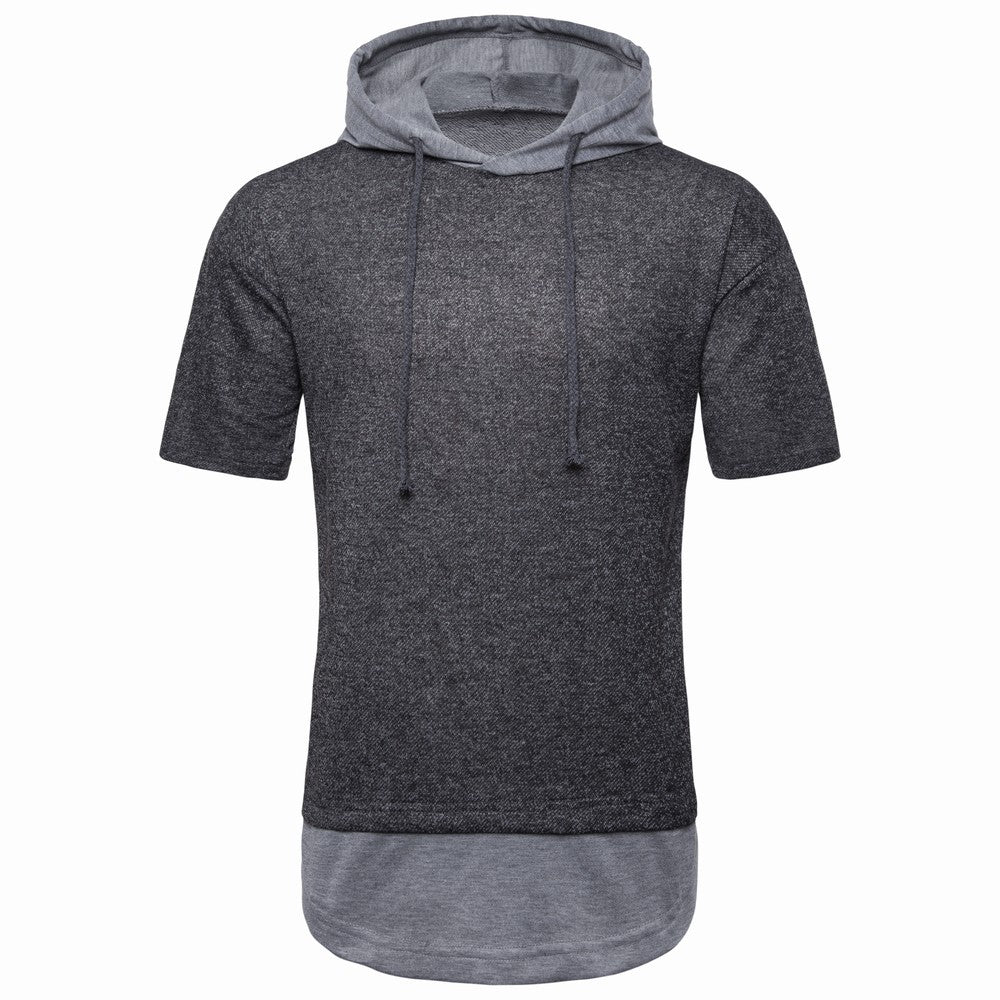 Men'S Casual Hip-Hop Hooded Short Sleeve T-Shirt