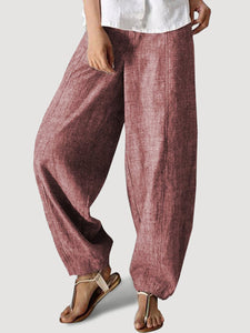 Cotton And Linen Casual Women'S Trousers