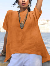 Load image into Gallery viewer, Split Stitching Loose Women'S Short Sleeve Top