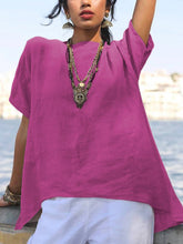Load image into Gallery viewer, Split Stitching Loose Women'S Short Sleeve Top