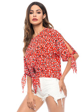 Load image into Gallery viewer, Women'S Leopard Print Tie Round Neck Chiffon Shirt