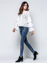 Load image into Gallery viewer, Women'S Fashion Cake Layer Flared Sleeve Hollow Lace Top