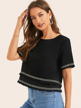 Load image into Gallery viewer, Women'S Fashion Fringed Lace Stitching Cotton T-Shirt