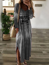 Load image into Gallery viewer, Casual Women&#39;s V-neck Slit Loose Long Sleeve Dress