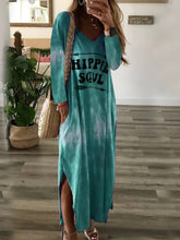 Load image into Gallery viewer, Casual Women&#39;s V-neck Slit Loose Long Sleeve Dress