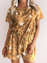 Load image into Gallery viewer, Star Print Lace-up Short-sleeved Shorts Casual Jumpsuit