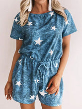 Load image into Gallery viewer, Star Print Lace-up Short-sleeved Shorts Casual Jumpsuit