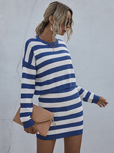 Load image into Gallery viewer, Fashion Casual Striped Loose Knit Two-Piece Suit