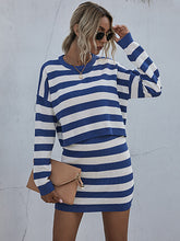 Load image into Gallery viewer, Fashion Casual Striped Loose Knit Two-Piece Suit